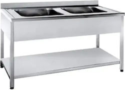 Niki Inox Open Double Scullery Sink LBOS.70230.25