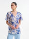 Women's Blouse Short Sleeve Blue