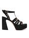 Damen Sandalen Schwarz Leder