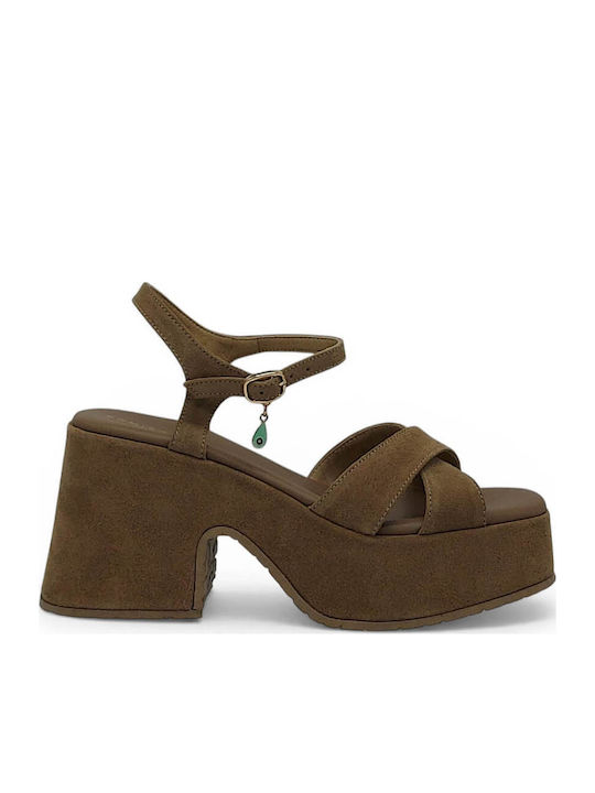 Komis & Komis Damen Sandalen Leder Tabac Braun ...