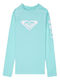 Roxy Whole Hearted Kids Swimwear Rashguard With Long Sleeve Turquoise