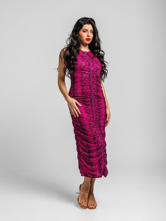 Summer Midi Evening Dress Drape with Tearing Snake