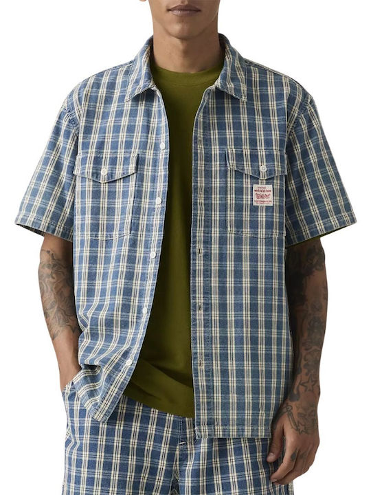 Worker Short Sleeve Checked Shirt Blue/summer Check