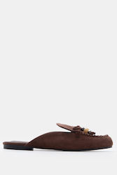 Luigi Suede Brown Mules