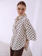 Celestino Damenhemden Polka Dot Asymmetrisch Loose Fit Dunkelbraun