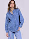 Celestino Women's Shirt Denim Floral Loose Fit Blue