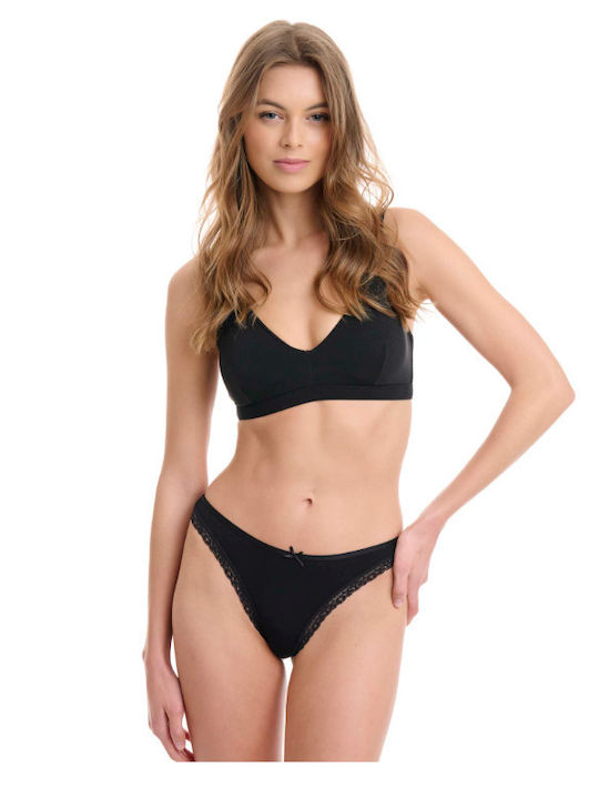 Walk Bamboo Γυναικεία Slip 2Pack με Δαντέλα Μαύρα