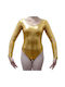 Kids' Dancewear Gold Lycra Full Sleeve Dance Bodysuit