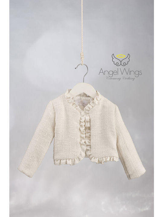 Angel Wings White Baptism Cardigan