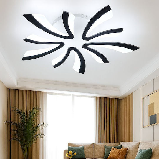 Stewehome Moderne Deckenleuchte Schwarze Integrierte LED Fünffach Dreifarbige 65x15cm