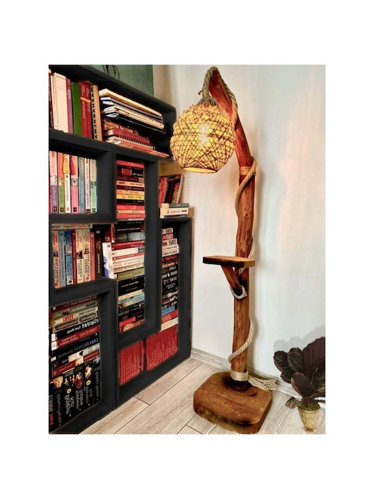SteweHome Wooden Floor Lamp 140-150 cm Ephesus Series Natural Wooden Floor Lamp Corner Lamp Brown 150cm