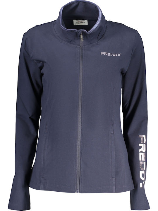 Freddy Damen-Strickjacke mit Reißverschluss Blau