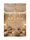Stewehome Hanging Chandelier Glow Gold 12 Candlesticks With Crystals 65x80cm