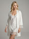 Milena by Paris Summer Women's Satin Robe with Nightgown Ecru Set3465_5378-Ecru