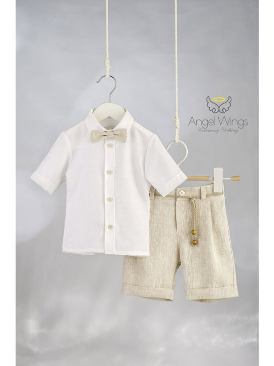 Angel Wings Βαπτιστικό Κοστούμι για Αγόρι Μπεζ