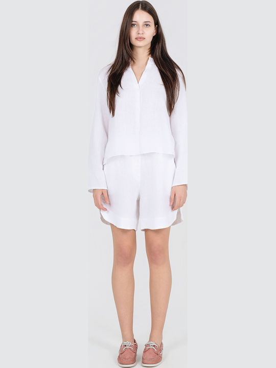 Philosophy Wear Дамски Ленен Шорт Крема