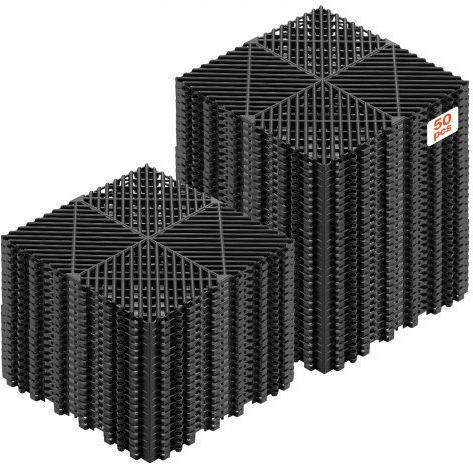 Vevor Set Plastic Floor with 50 Tiles 1.5mm L31xW31cm Black