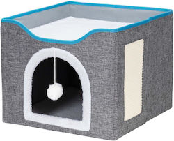 Platformă Căsuță pentru Pisici cu Jucărie Suspendată Structură din Lemn Husă din Material Textil 42x41x34 Cm Gri Platformă Căsuță pentru Pisici cu Jucărie Suspendată Structură din Lemn Husă din Material Textil 42x41x34 Cm Gri