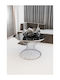 SteweHome Modern Coffee Table Pota with Silver Base and Mirror Top 75x75x50cm