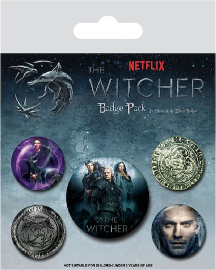 Witcher Geralt Yennefer & Ciri Pin Badges 5-pack