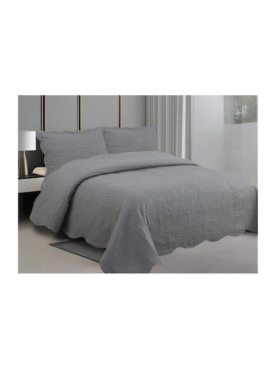 Linea Home Σετ Κουβερλί Υπέρδιπλο Γκρι 220x240cm 3τμχ