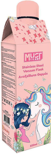 Must Team Cute Stainless Steel Kids Water Bottle Unicorns Thermos Multicolour 500ml