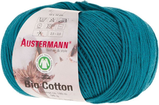 Austermann Organic Textile Yarn Bio Bumbac 23 Fire De Tricotat Croșetat 100% Bumbac Organic 180 M Petrol