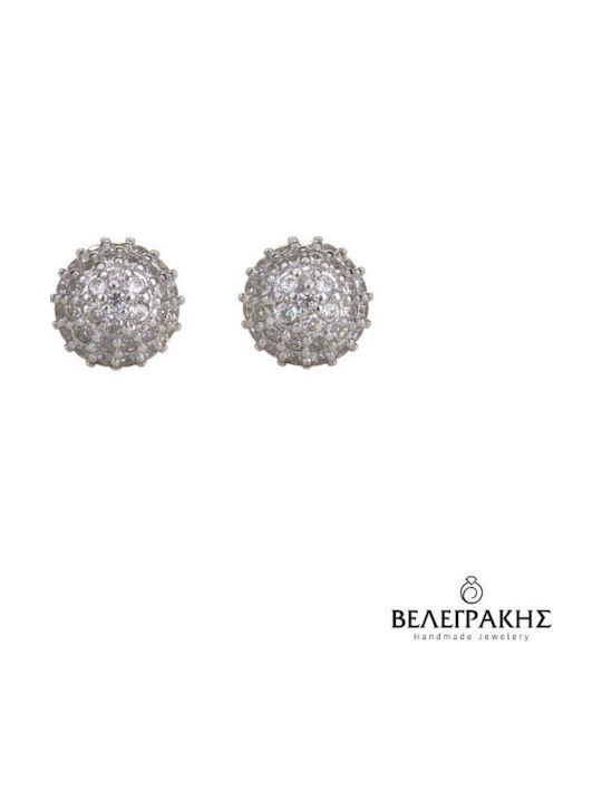 Velegrakis Silver Stud Earrings with Stones