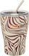 Thermos Mug Polo Coffee Mug 350ml Beige Lines