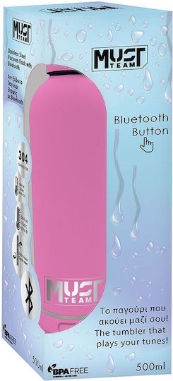 Παγουρι Θερμος 500ml Ανοξειδωτο Blue Tooth 7,4χ22,2cm Must Team Ροζ