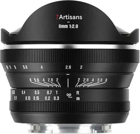 7artisans Crop Camera Lens 6mm f/2 Fisheye for Sony E Mount Black