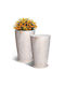 Vivatechnix Set of 2 Plastic Flower Pots Beige