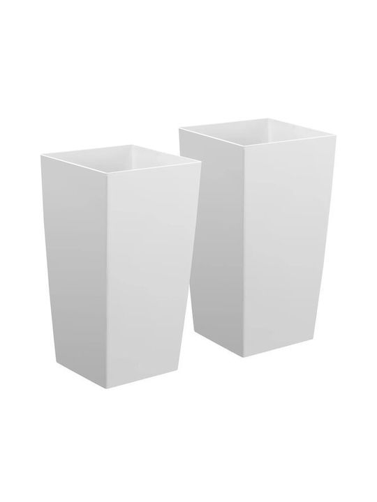 Vivatechnix Set of 2 Plastic Flower Pots White