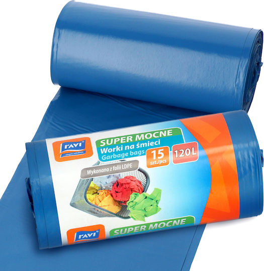 RAVI Trash Bags Capacity 120lt 110x70cm 15pcs Blue