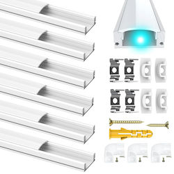 Chesbung Алуминиев Профил За LED Ленти Комплект 6 Бройки 1 М U Форма Бял Chesbung Алуминиев Профил За LED Ленти Комплект 6 Бройки 1 М U Форма Бял