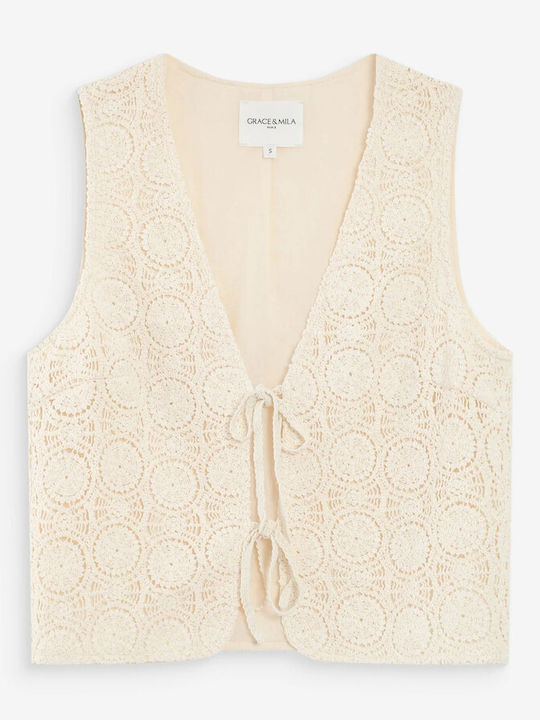 Grace & Mila Women's Cotton Blouse with Ecru Lace