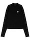 Women's Crop Top Cotton Long Sleeve Polka Dot Black