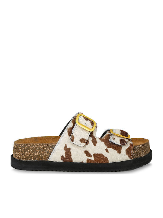 Leather Women's Flat Sandals Flatforms White