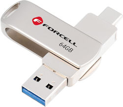 Forcell 64GB USB 3.2 Ασημί Forcell 64GB USB 3.2 Ασημί