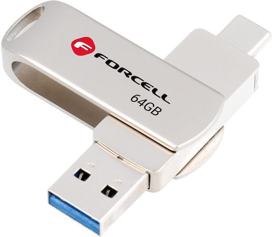 Forcell 64GB USB 3.2 Stick Ασημί
