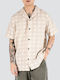 Short Sleeve Cotton Shirt in Regular Fit Ecru