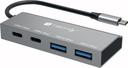 Techly Hub 4 Θυρών USB 3.2 με σύνδεση USB-C Γκρι