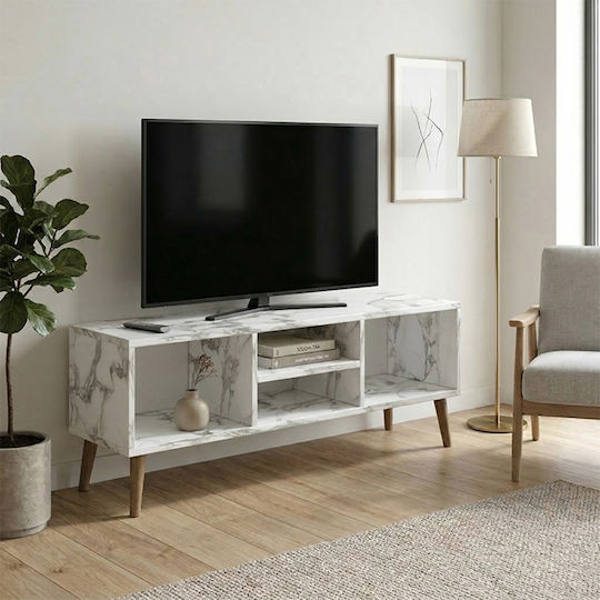 Loren Stand TV De Podea Alb Efect Marmură 120x30x40 cm Loren Stand TV De Podea Alb Efect Marmură 120x30x40 cm