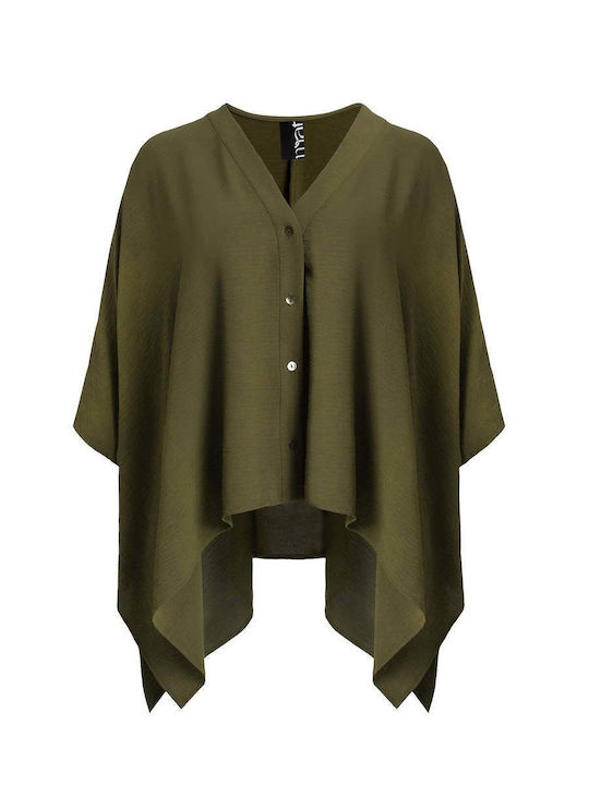 Mat Fashion Long Sleeve Women's Shirt Khaki