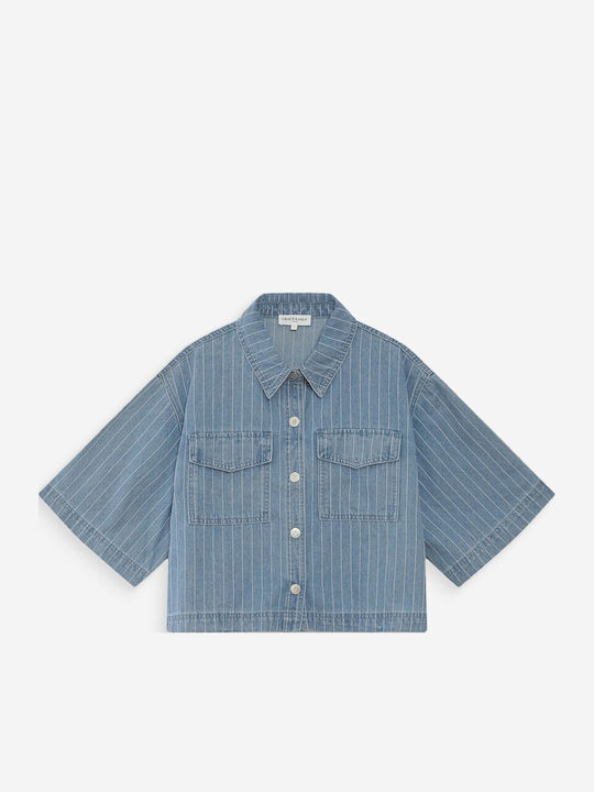 Langärmeliges Damenhemden Denim Hellblau