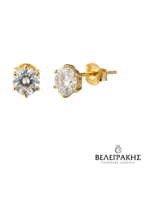 Velegrakis Silver Gold Plated Stud Earrings