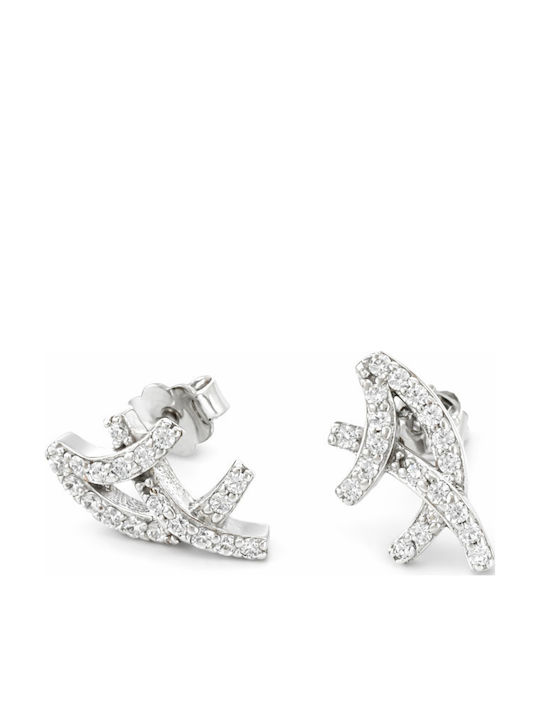 Atofio Kosmima Earrings in 14K White Gold with Stones