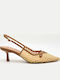 Leder Spitze Zehe Pumps mit Riemen Braun