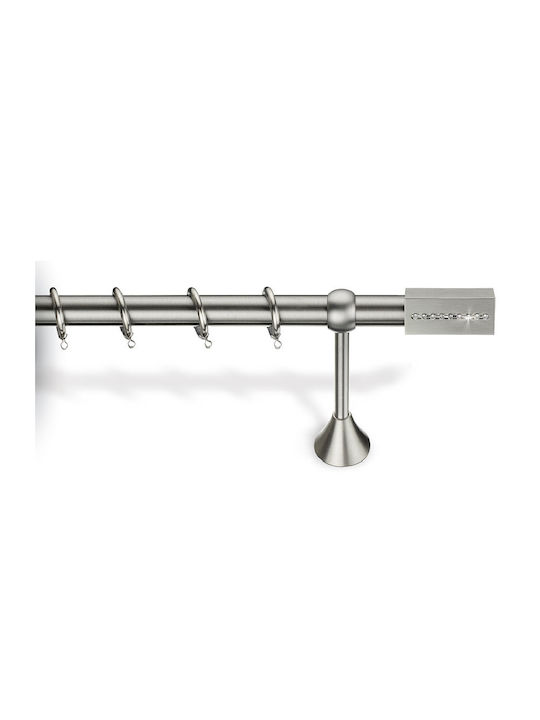 Viobrass Metallische Vorhangstange Nr.7010 Einzeln Durchmesser 25mm Länge 160cm Nickel Matt