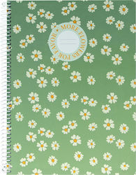 Τετράδιο Σπιράλ B'log Flowers Green A4 80 Φύλλων Ancor